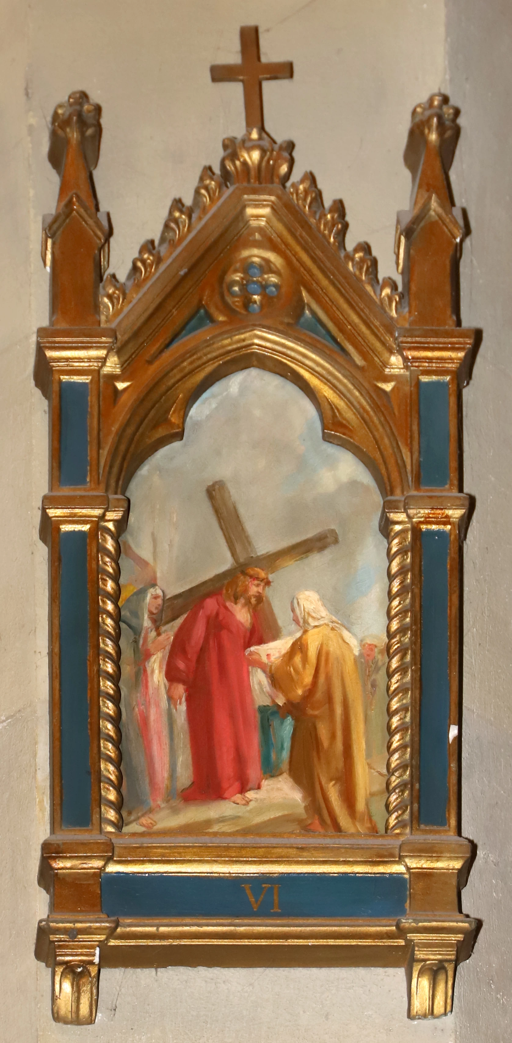 Via Crucis, 1927, stazione 6 Veronica asciuga il volto di Gesù - Chiesa dei sette santi, Firenze